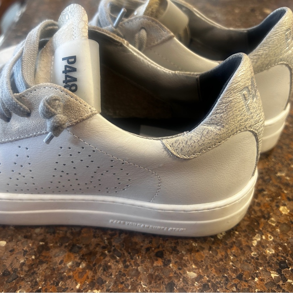P448 Women’s suede and leather Light Gray Sneakers - Picture 2 of 5